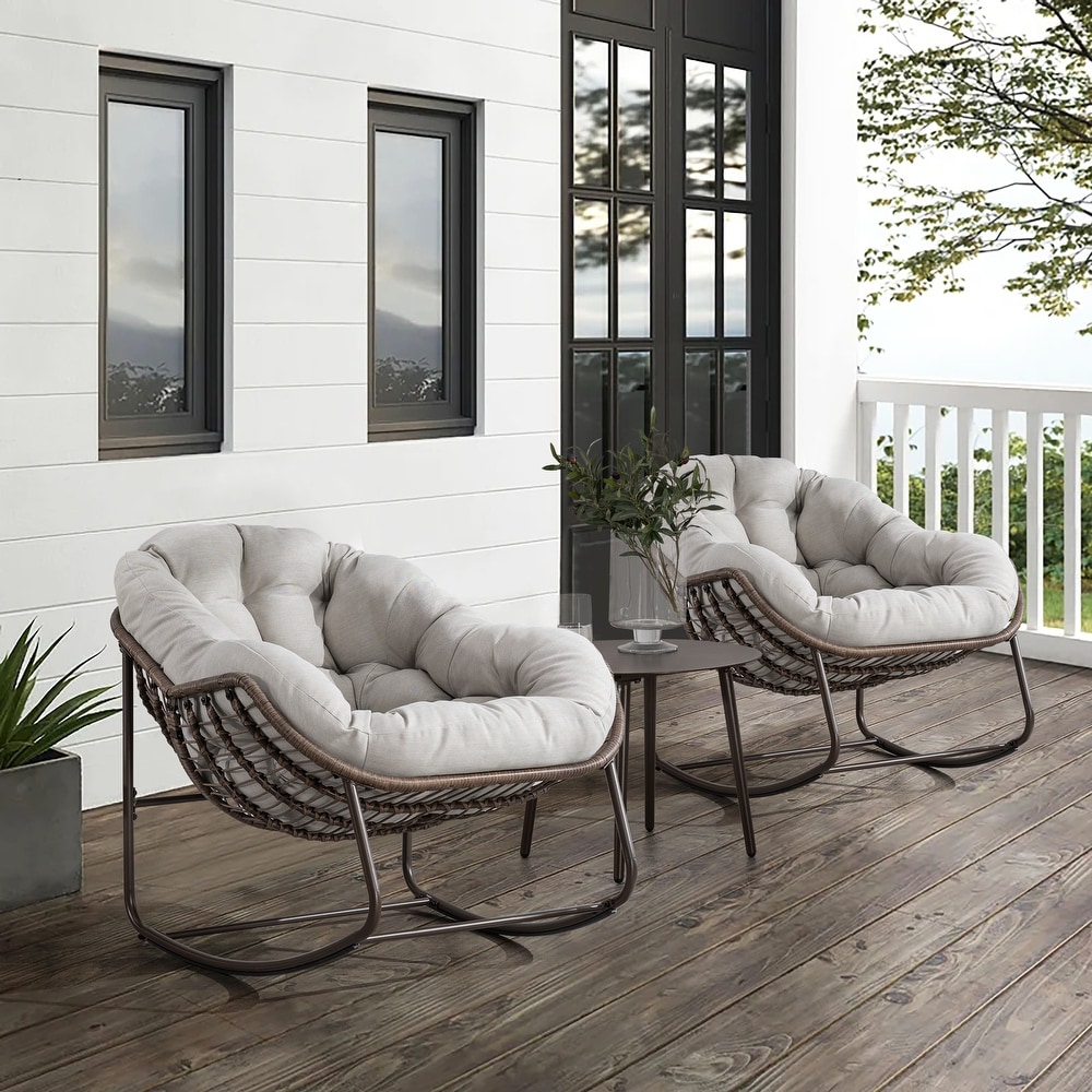 Ulax furniture patio wicker swivel glider chair outdoor cushioned rattan discount rocker rocking chair