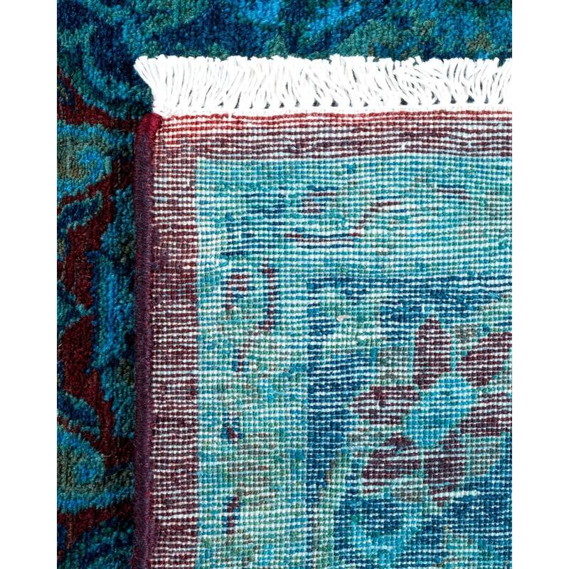 Overton Hand Knotted Wool Vintage Inspired Modern Contemporary Overdyed Blue Area Rug - 3' 2" x 5' 8"