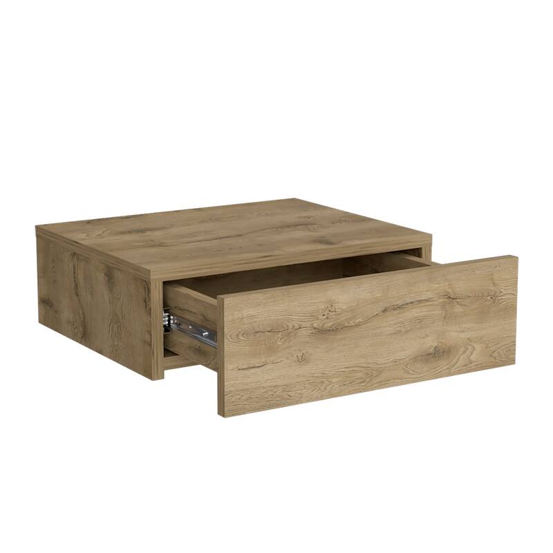 Wall-Mounted Nightstand with Generous Drawer and Spacious Surface, Macadamia