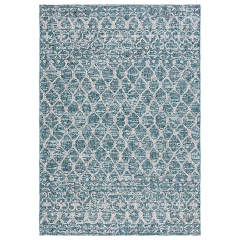 SAFAVIEH Courtyard Jancee Transitional Rug - 6'7" x 9'6" - Teal/Grey