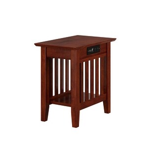 Mission Charger Walnut Wood Side Table