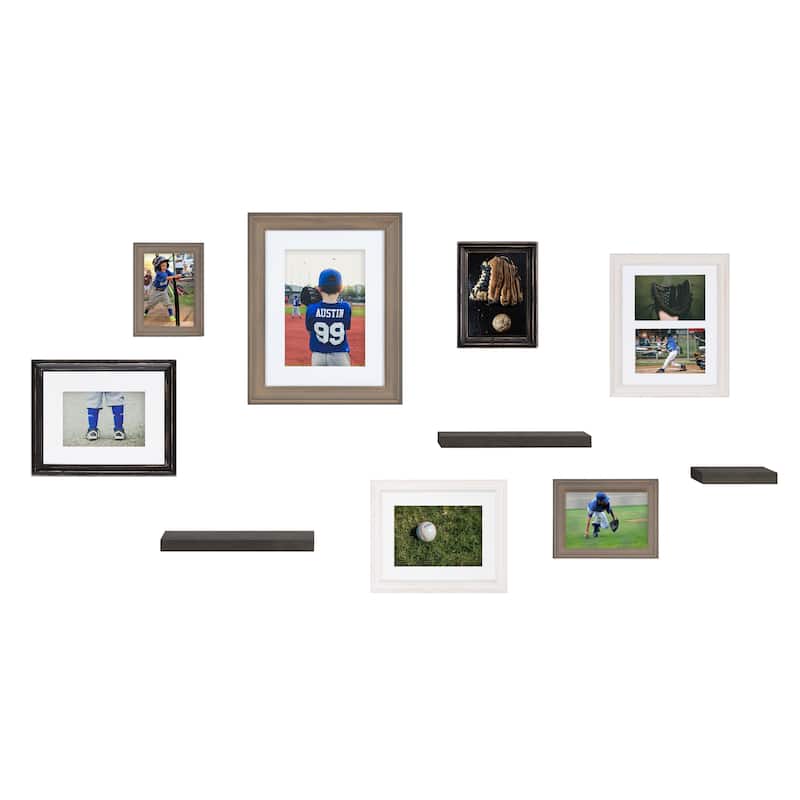 Kate and Laurel Bordeaux Gallery Wall Frame And Shelf Kit - Multi/Black