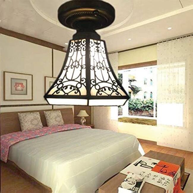 1 light ceiling light brown pendant light metal + art glass hallway light