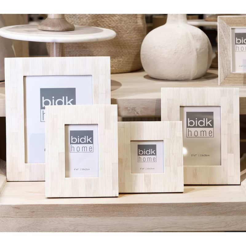 8X10" Carved Bone Picture Frame - White