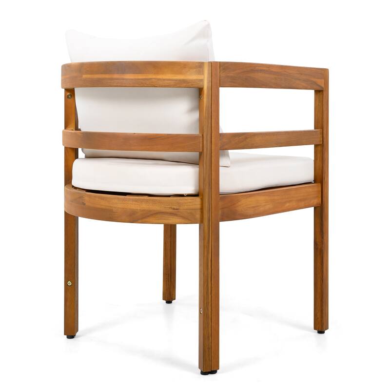 Christopher Knight Home - Harborlane Outdoor Acacia Wood 5-Piece Patio Dining Set with Cushioned Chairs