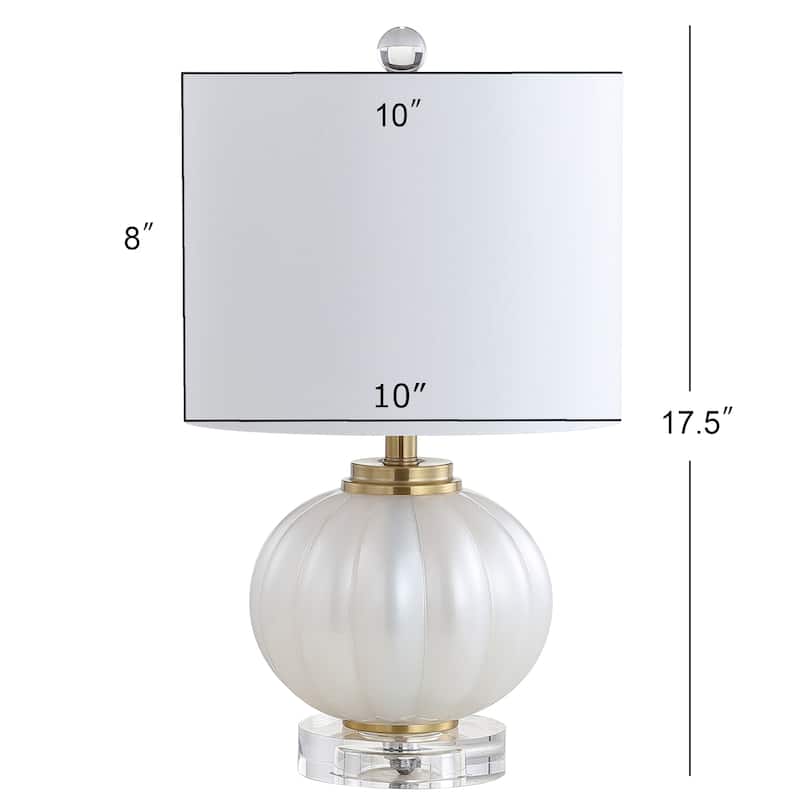 Dana 17.5" Glass/Crystal LED Table Lamp, White/Chrome by JONATHAN Y