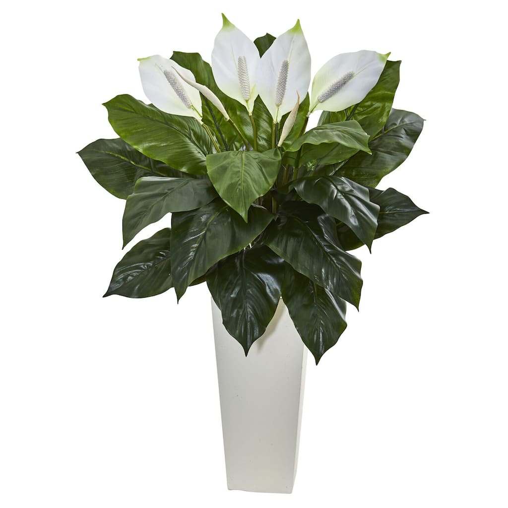 Artificial Dracaena Plant 3ft - Real Touch Indoor Tree with Planter - Home Office Decor - White - 36