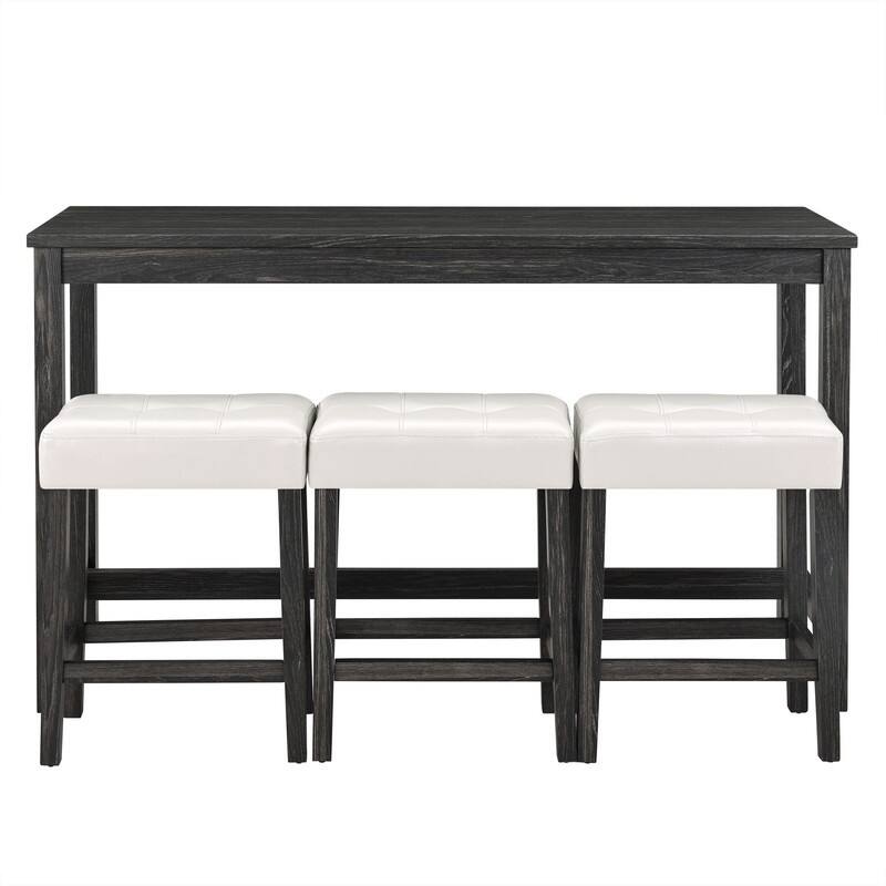 Bar Table Set with 3 Stools and Power Outlet