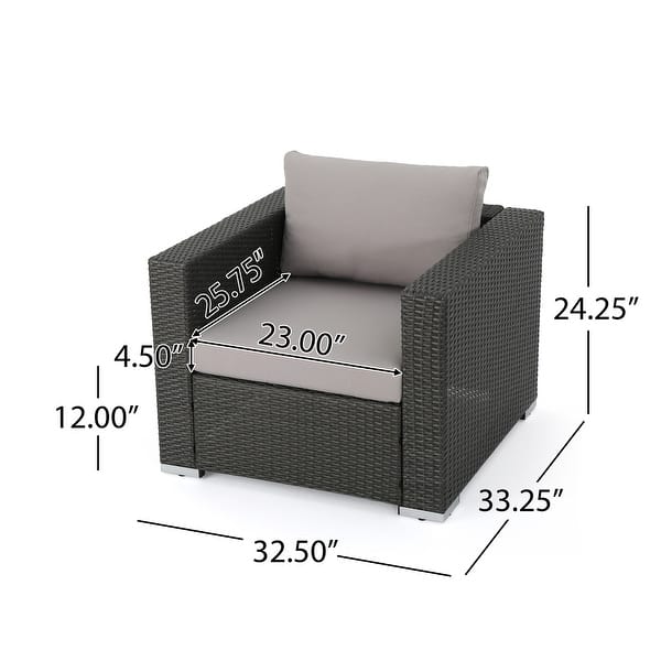 dimension image slide 11 of 15, Christopher Knight Home Santa Rosa Outdoor 7-piece Wicker Seating Sectional Set