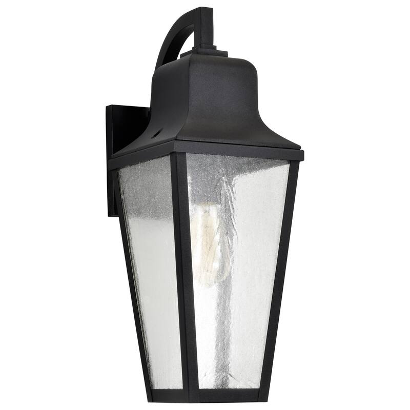 Lawrence 1 Light Large Wall Lantern Matte Black with Clear Seeded Glass