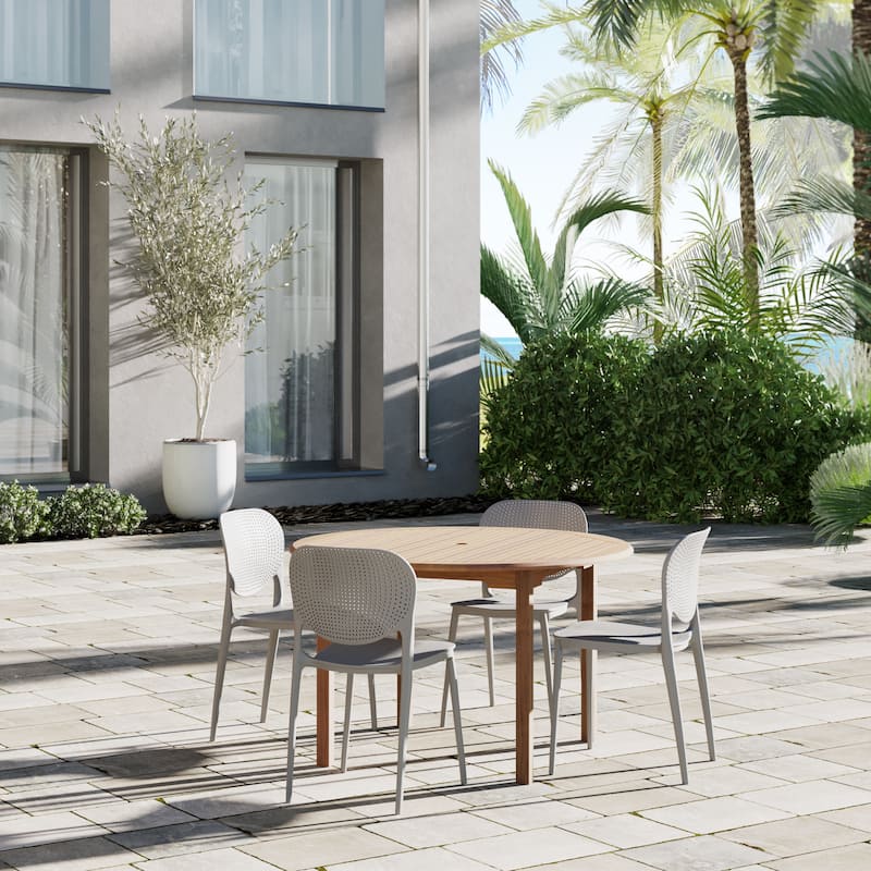 Amazonia Panthrep Round Outdoor Patio Solid Teak Dining Table