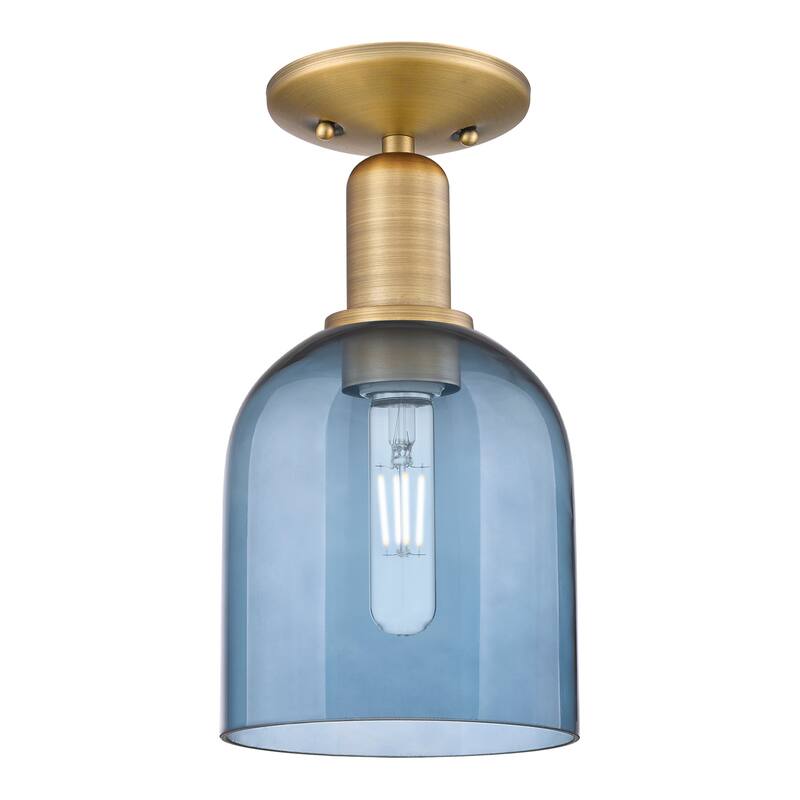 Innovations Lighting Endless Possibilities Arcadia - Bella - 1 Light 6" Semi-Flush Mount - Blue/Brushed Brass