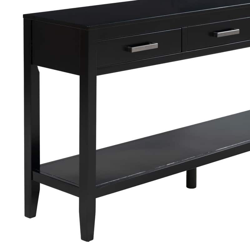 62.2" Modern Farmhouse Console Table with 3 Drawers & Open Shelf