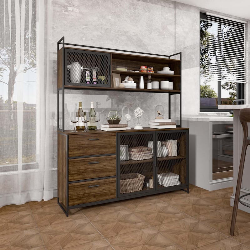 Large Buffet with Hutch,Kitchen Pantry Cupboard Sideboard