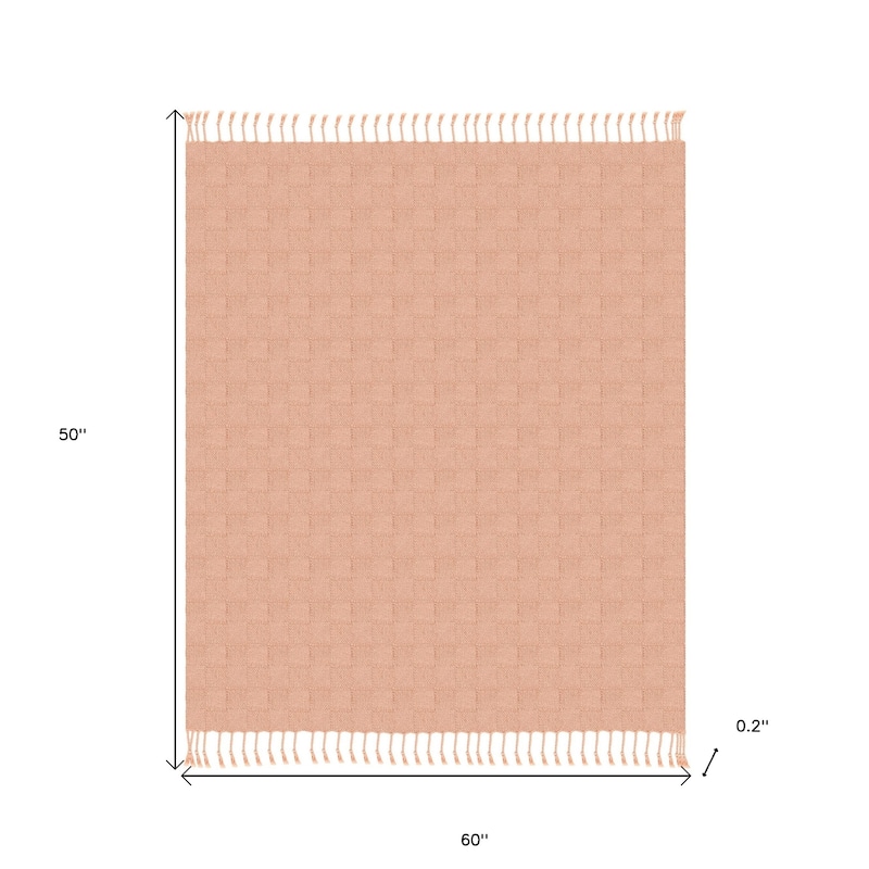 50" X 60" Orange Woven Cotton Throw Blanket with Fringe
