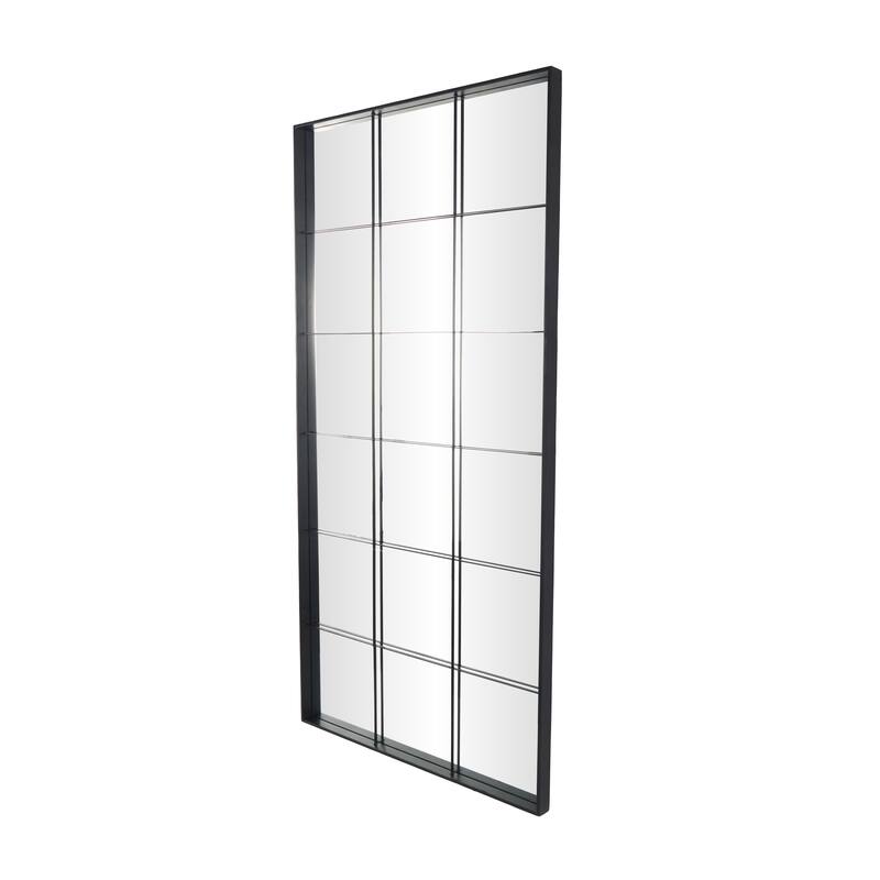 Metal Window Pane Inspired Floor Mirror - Black - Roche River Decor