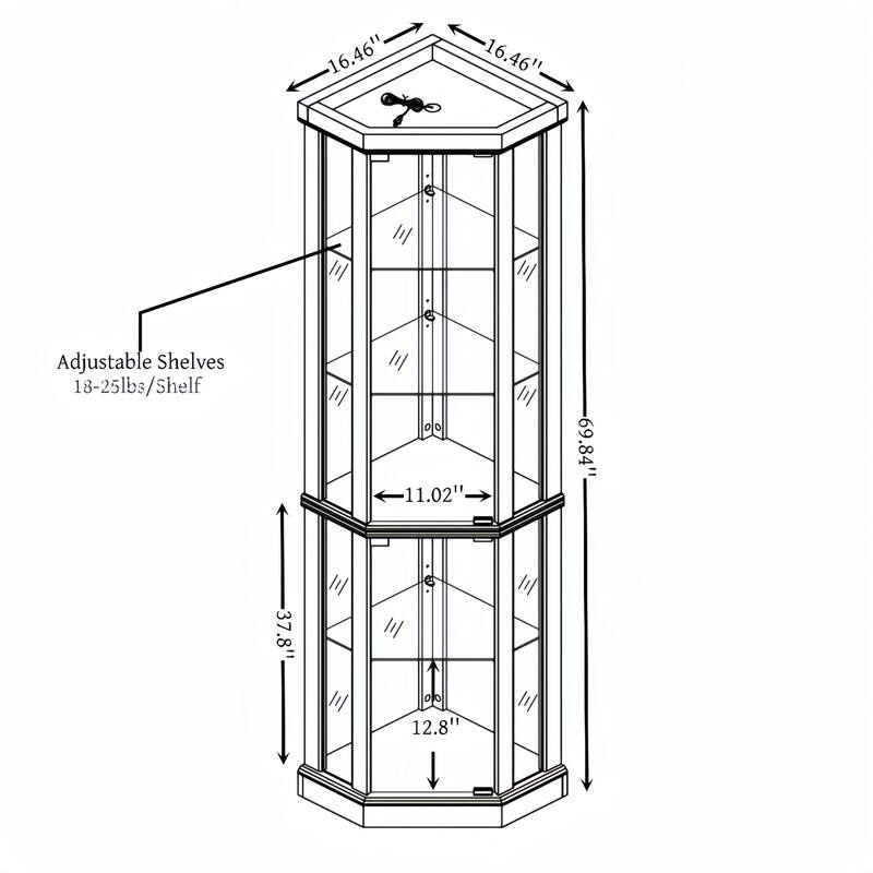 Illuminated Corner Cabinet – Elegant Display for Collectibles, Wine & Glassware – Built-In Lighting
