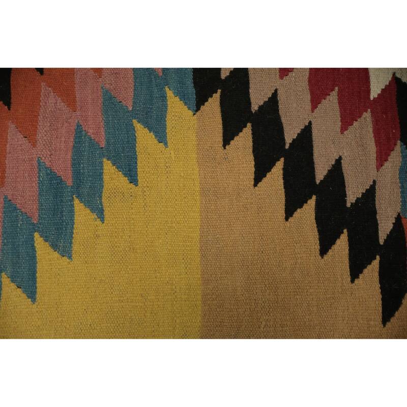 Hand Woven Oriental 100% Wool Carpet Southwestern Tribal Multi-Colored Kilim Area Rug - 11' 8'' X 5' 0''