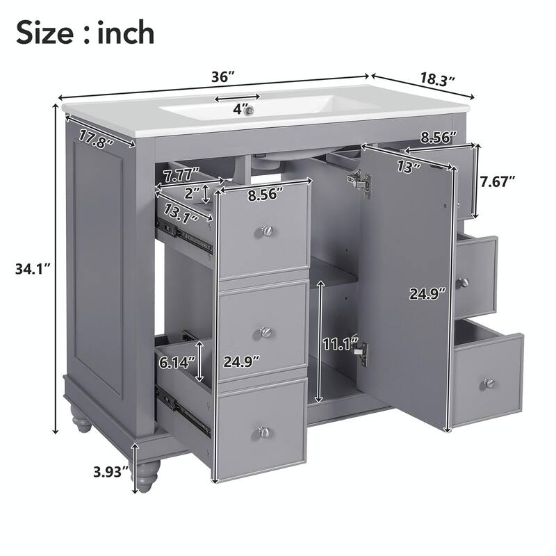 Modern Bathroom Vanity with Ceramic Sink Combo