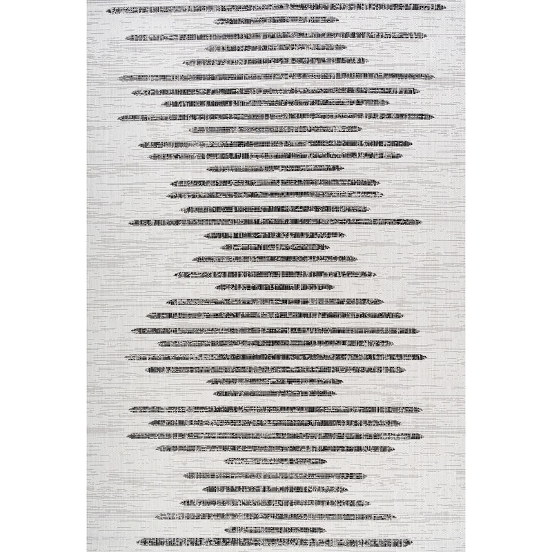 JONATHAN Y Colonia Berber Stripe Geometric Indoor/Outdoor Area Rug - 3 X 5 - Ivory/Black