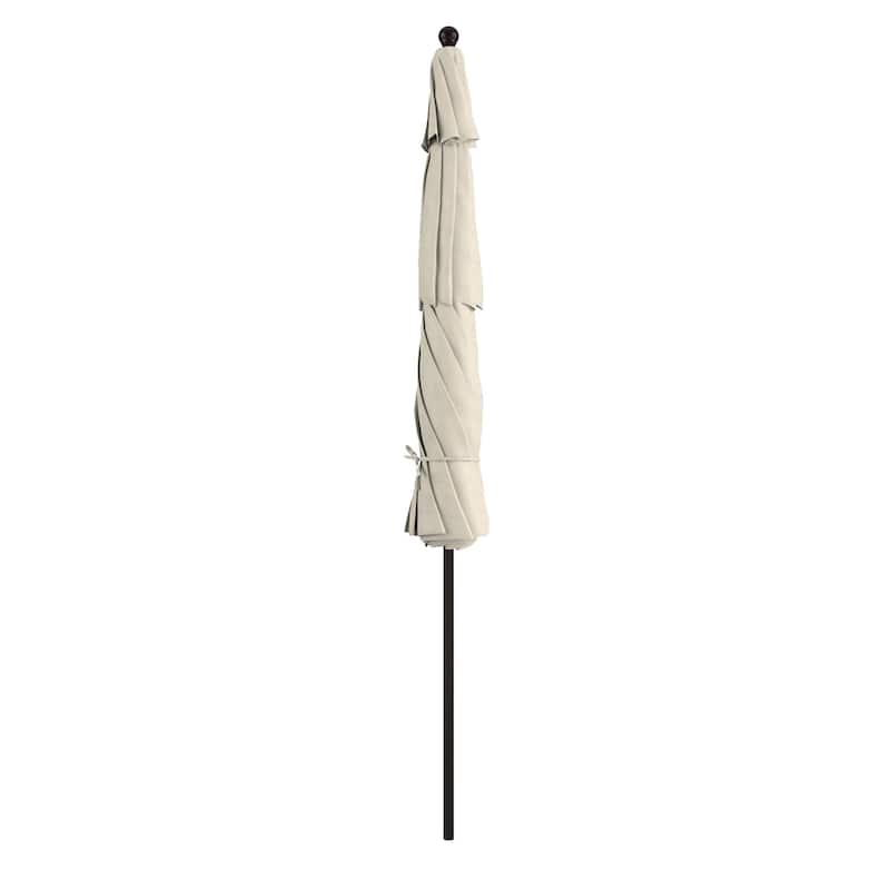 California Umbrella 11' Venture Series Patio Umbrella, Bronze Aluminum Pole Fiberglass Ribs Pulley Lift, Olefin Royal Blue