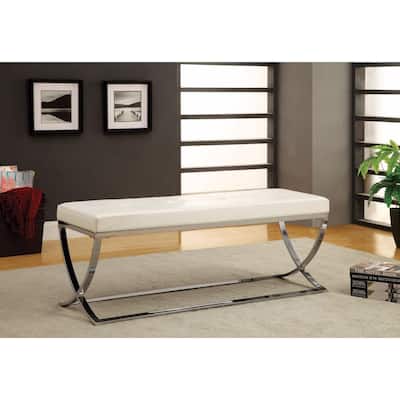 Modernly Charming Bench, White - 48" x 16" x 18.5"