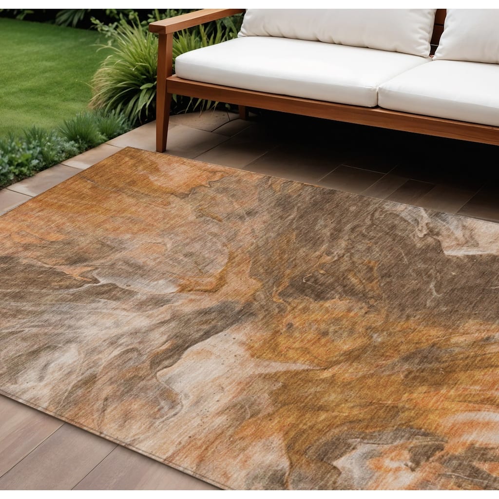 HomeRoots Abstract Transitional Rectangle Outdoor Rug