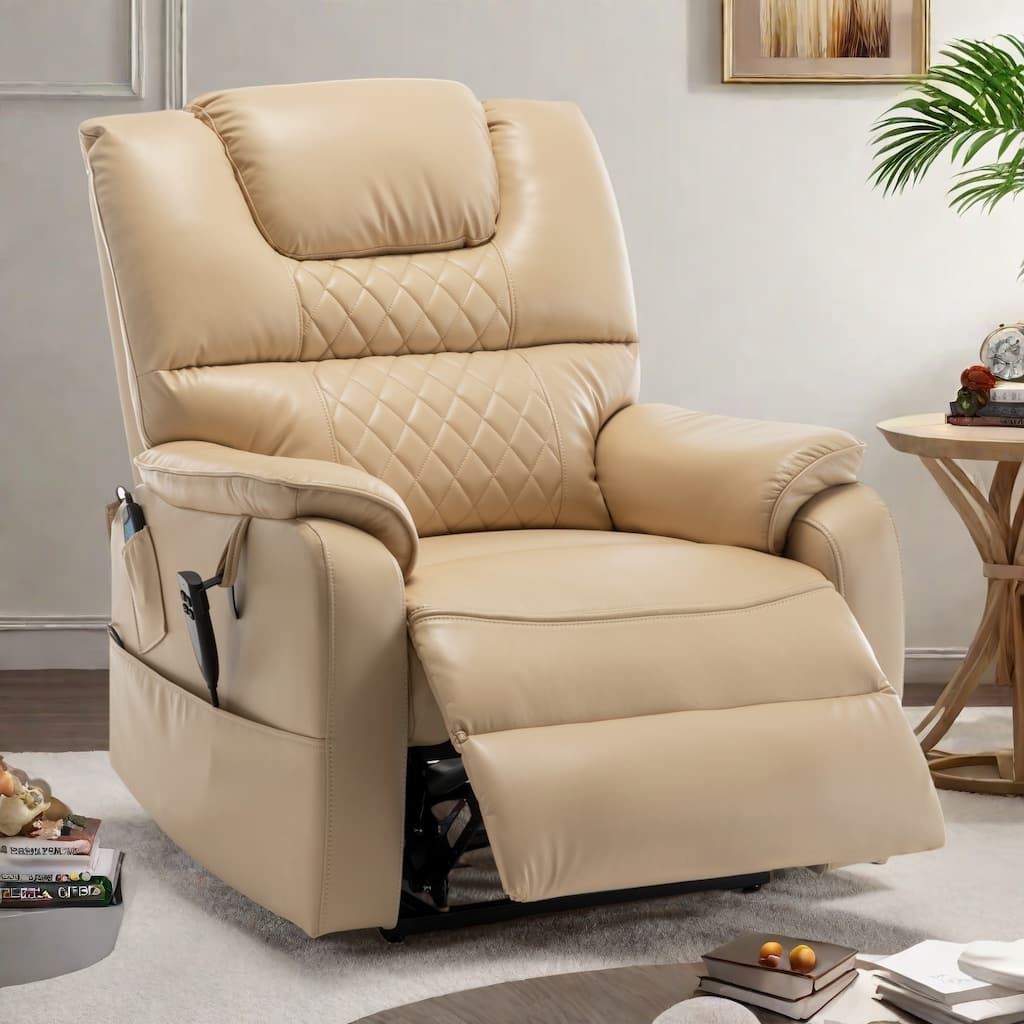 PU Recliner Chair with 180° Infinite Position Adjustment, Remote Control and Tool-Free Assembly