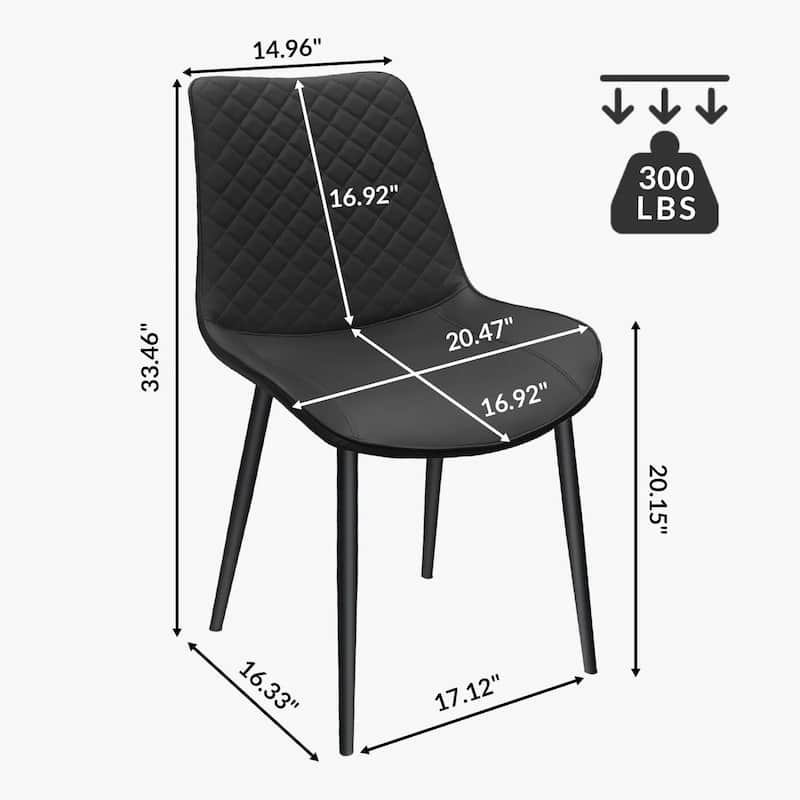 Black PU Leather Dining Chair Set of 4 with Metal Legs