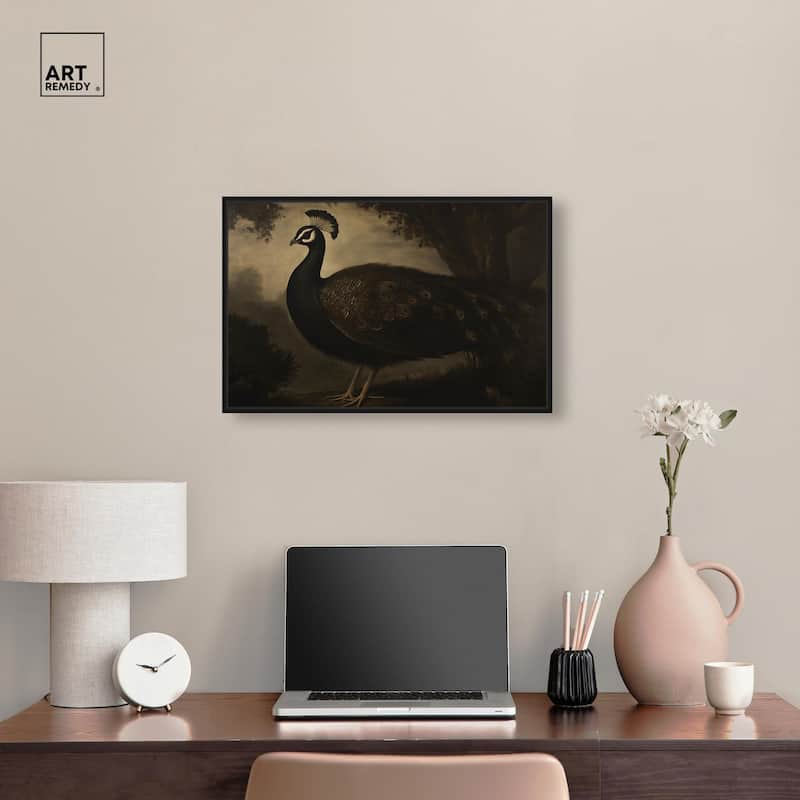 Peacock in Monotone Canvas by Art Remedy