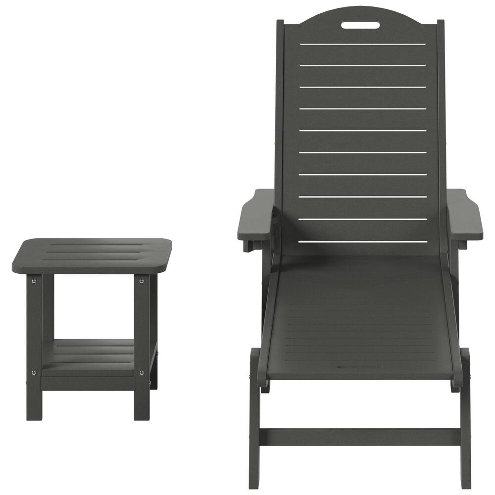 Brighton Outdoor 2-Piece Poly Reclining Chaise Set with Wheels & Cup Holder