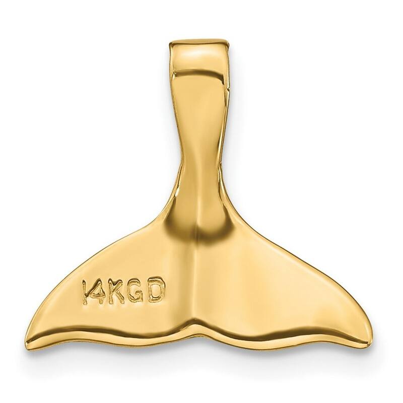 Curata 14k Yellow Gold Solid Polished Whale Tail Slide Pendant Necklace (15mm x 16mm)