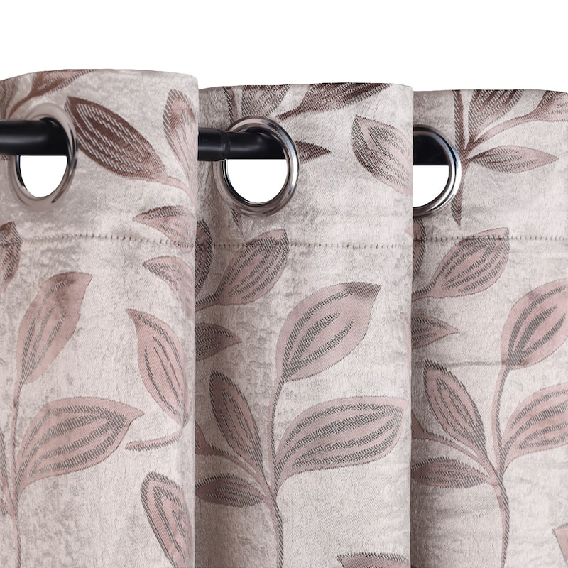 Superior Modern Bohemian Leaves Room Darkening Curtains with Grommets