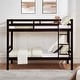 preview thumbnail 23 of 41, Twin over Twin Wooden Bunk Bed,High Guardrail,Ladder,Kids Teens,Dorm
