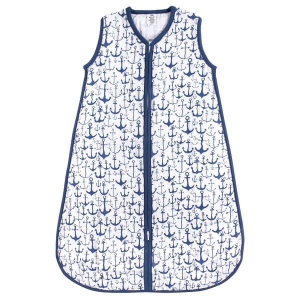 slide 1 of 1, Yoga Sprout Baby Boy Sleeveless Muslin Cotton Sleeping Bag, Sack, Blanket, Blue Anchor 0-6 Months - Blue Anchor