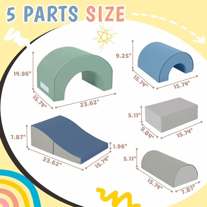 5-Piece Foam Climbing Blocks for Toddlers - Indoor Active Play Structure