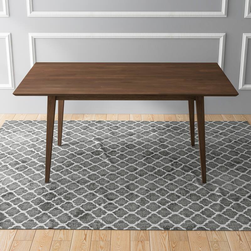 GDFStudio - Mary Modern 63" Length Solid Wood Rectangular Dining Table with Beveled Edges