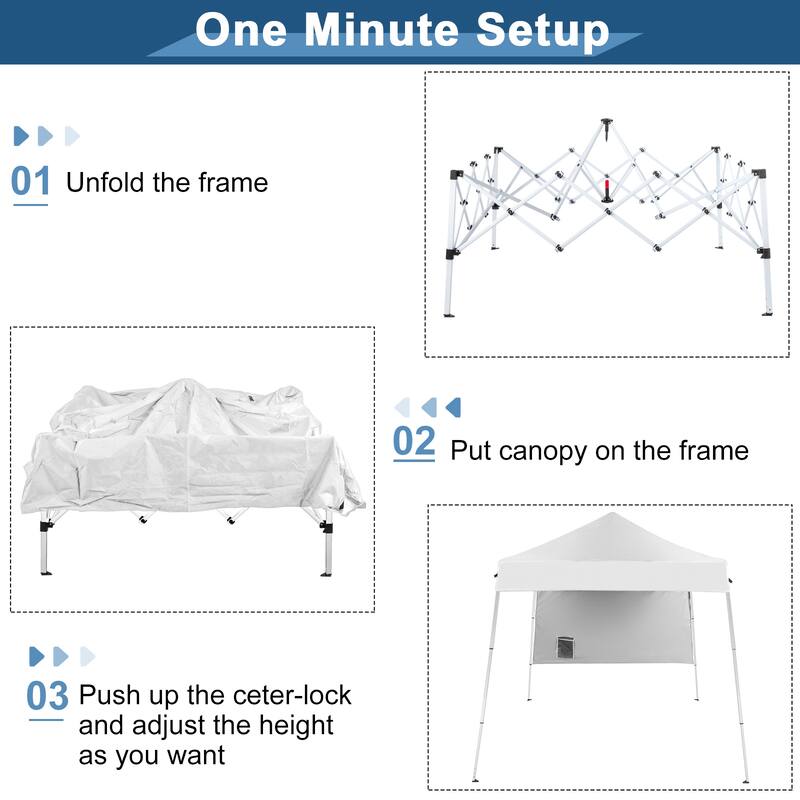 White Portable Pop-Up Waterproof Gazebo Canopy Tent with UV Protection and Carry Bag Included - 94.5” x 94.5” x 86.6” L x W x H
