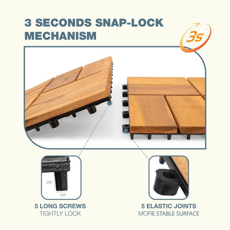 27pcs Interlocking Deck Tiles, 11.8"x11.8" Interlocking Decking Tile Outdoor All Weather Use, Waterproof Patio Pavers