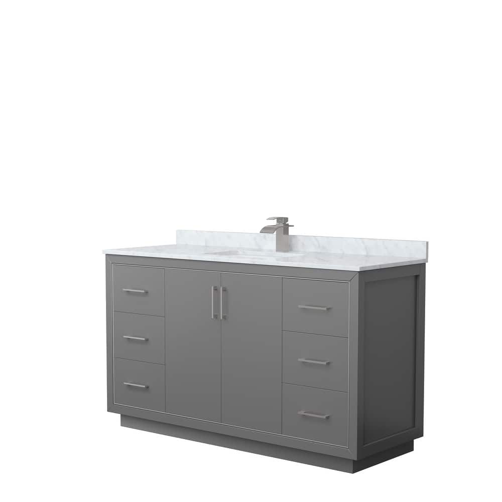 Icon Single Vanity Set, White Carrara Marble Top, No Mirror