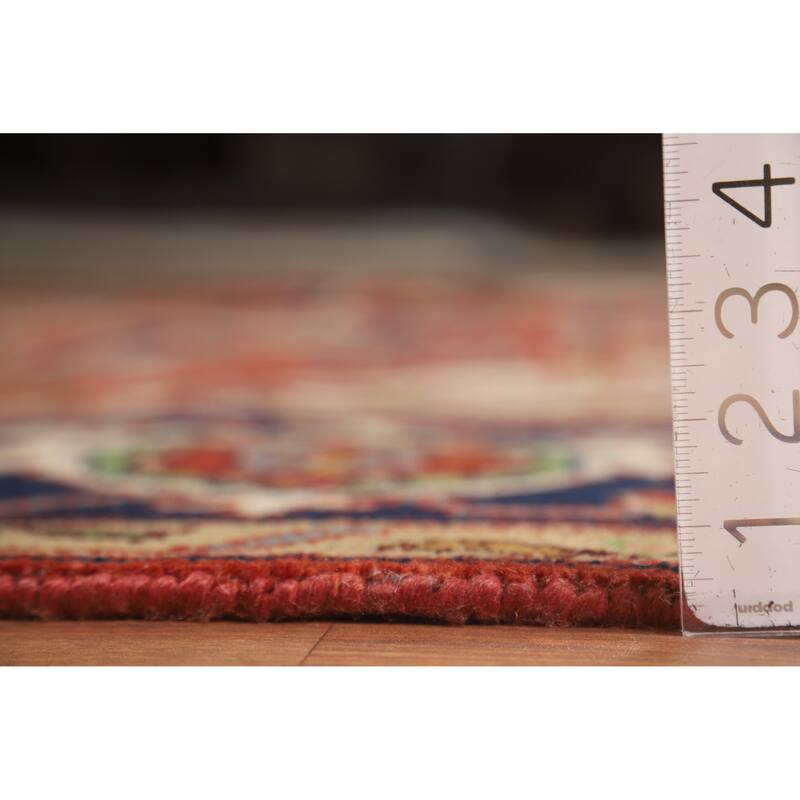 Orange Geometric Heriz Serapi Indian Area Rug Handmade Wool Carpet - 9'2" x 11'10"