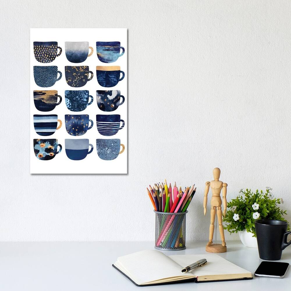 iCanvas "Pretty Blue Coffee Cups I" by Elisabeth Fredriksson Canvas Print