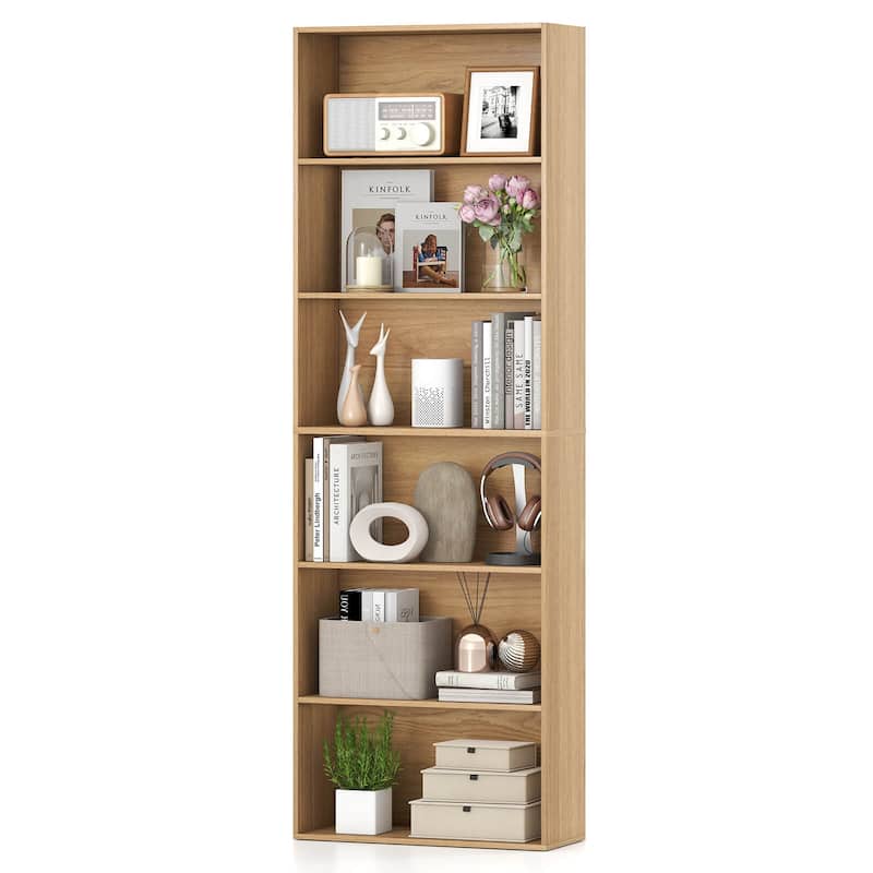 Costway 70" Tall 6-Tier Bookcase with 6 Open Shelves Anti-Toppling - See Details