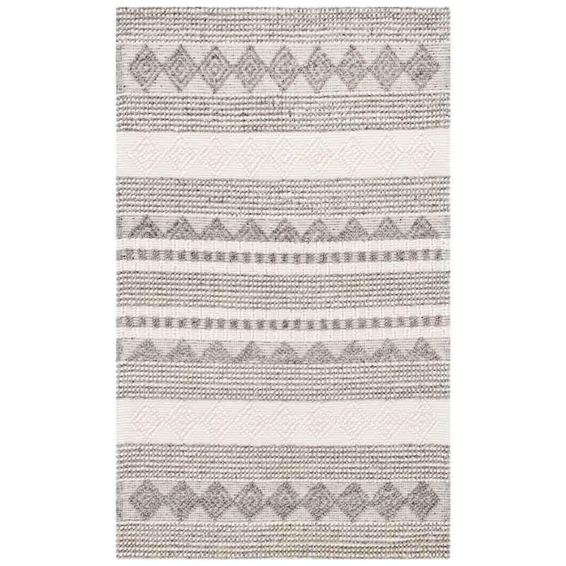 SAFAVIEH Handmade Natura Annedorte Wool Rug - 4' x 6' - Grey/Ivory - Rectangle