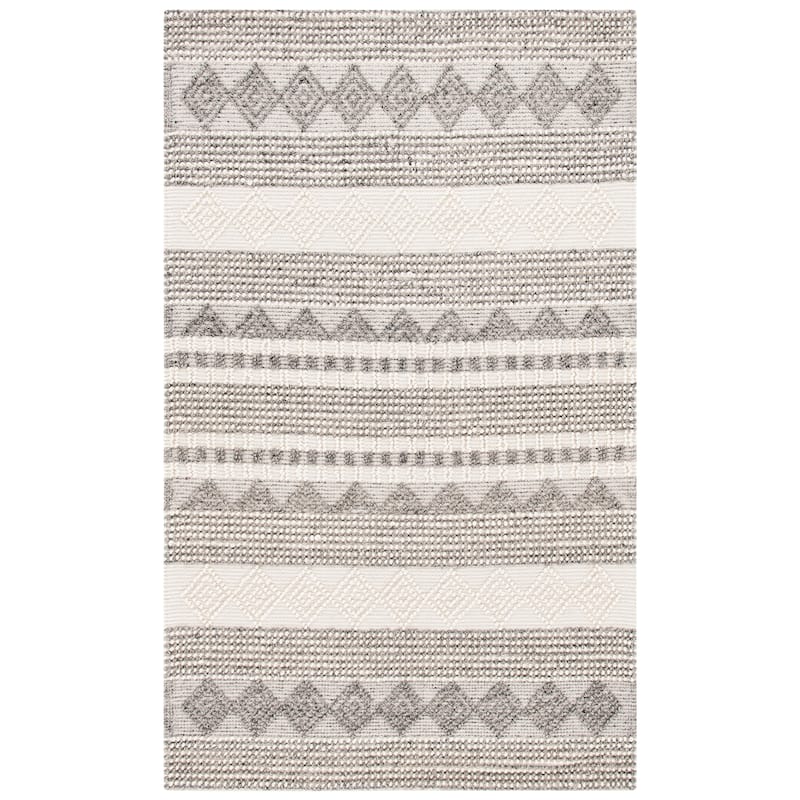 SAFAVIEH Handmade Natura Annedorte Wool Rug - 9' x 12' - Grey/Ivory