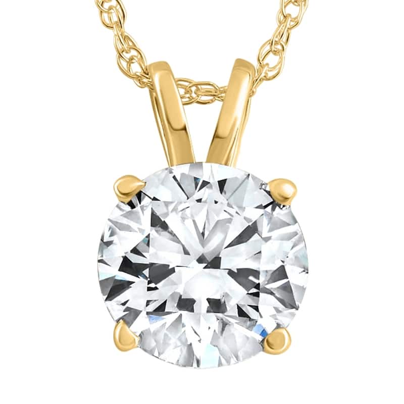 Bliss Diamond 1 1/4Ct Lab Grown Solitaire Diamond Pendant Yellow Gold Necklace - Yellow - 18 Inch