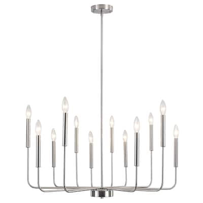 31.49" Wide Modern 12- Light Classic Chandelier, Living Room Metal Dimmable Candle Style Chandelier for Kitchen Dining Room