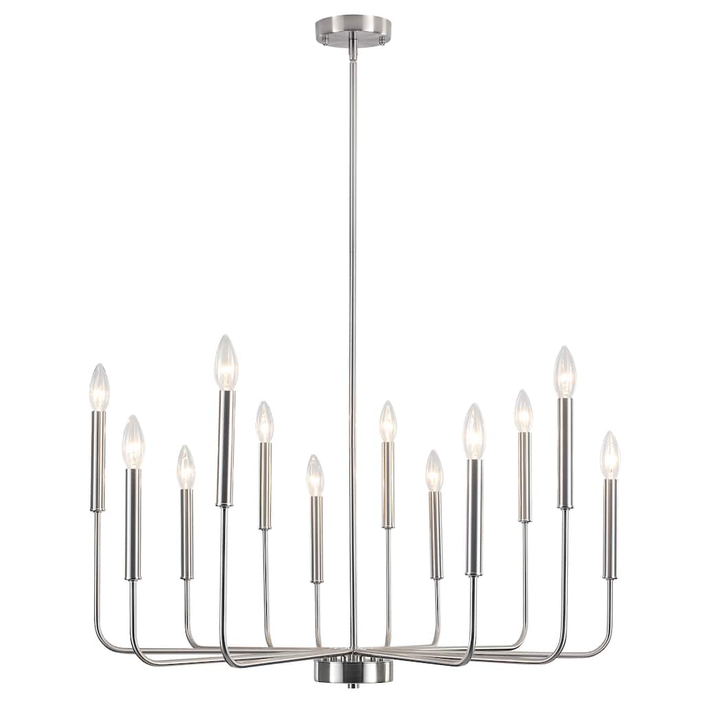 31.49" Wide Modern 12- Light Classic Chandelier, Living Room Metal Dimmable Candle Style Chandelier for Kitchen Dining Room