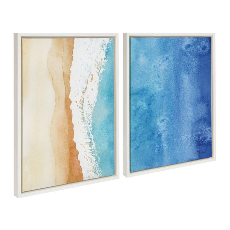 Kate and Laurel Sylvie Ocean Wake 1 and 2 Framed Canvas by Julie Maida - 2 Piece 18x24 - Plastic - White