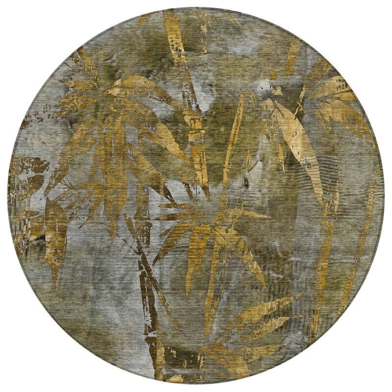 Machine Washable Indoor/ Outdoor Modern Floral Chantille Rug